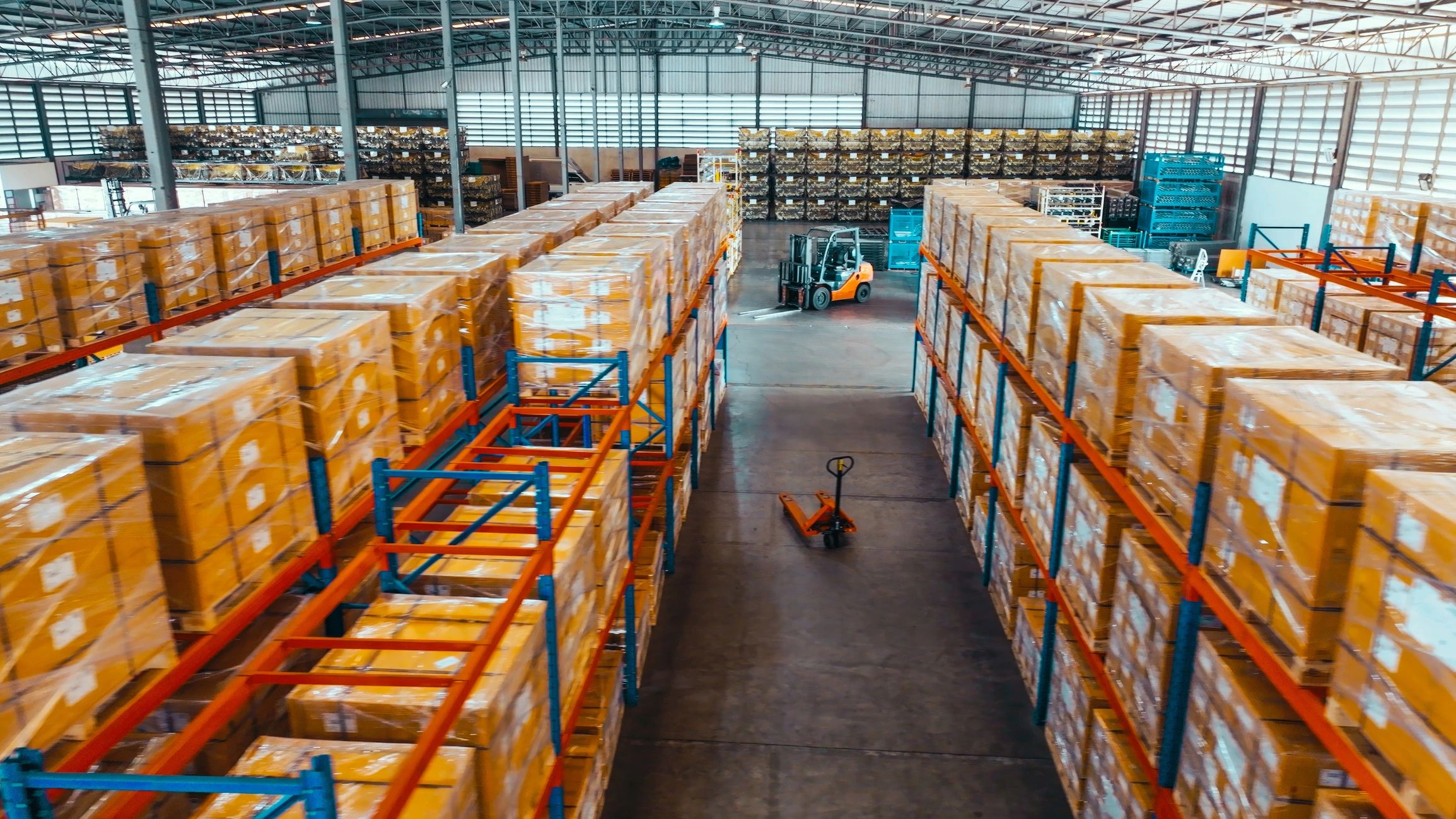 Inventory boxes and packages representing parts sourcing and logistics